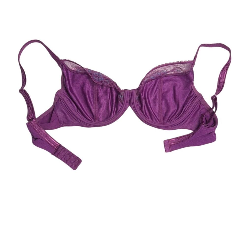 Chantelle Women’s 34D Purple Lace Balconette Underwire Bra - Picture 8 of 11